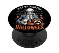 Sto solo aspettando Halloween Funny Skeleton Pumpkin Humor PopSockets PopGrip Adesivo