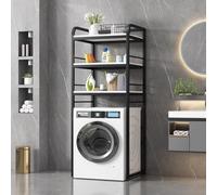 Sto Solut - Mensola a 3 ripiani in metallo per bagno e lavanderia, colore: nero e bianco, per lavatrice e WC, salvaspazio, per la casa