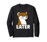 Stoat più Tardi Grafica Umoristica Minimal Maglia a Manica