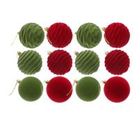 STOBAZA 12 Palline di Natale: Palline di Natale Floccate, Decorazioni Natalizie da 8 Cm, Palline Rosse E Verdi, Decorazioni per L'Albero di Natale, Decorazioni per La Casa E Feste.