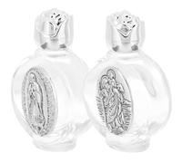 STOBAZA 2 Bottiglie di Vetro Decorative per Acqua Santa, Mini Contenitori Ricaricabili Motivo Casuale, Bottiglie per Battesimo e Decorazioni Chiesa, come Regalo per Uso Stile Casuale