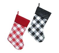 STOBAZA 2 Pezzi Plaid Christmas Stockings Gift Bags Spacious Xmas Sock Sacks for Candy And Presents Checkered Hanging Decor for Tree Door And Home Holiday Display