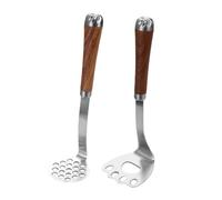 STOBAZA 2 pezzi Schiacciapatate Manuale in Acciaio con Manico in Legno Pure e Verdure Facile da e Resistente per Cucina Domestica