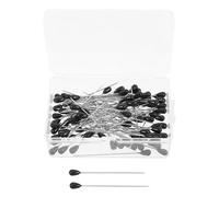 STOBAZA 200 Spilli da Cucito con Testa a Goccia Neri in Plastica e Metallo, 5x55mm, Spilli di Posizionamento per Trapuntatura e Bouquet Fai da Te