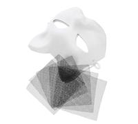 STOBAZA 3 Set Maschere da Mascherata Maschere Bianche in da Decorare e Dipingere con Striscia in Mesh Nero per Feste e attività Creative Genitori-Figli