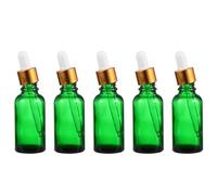 STOBAZA 5 pezzi Flaconcini Contagocce in Vetro Pipetta Verde e Oro Bottiglie Ricaricabili per Profumate Profumi e Cosmetici Portatili e Sigillate per Viaggi e Uso Quotidiano