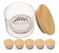 STOBAZA 6 Pezzi Bicchieri Pulizia Smalti Unghie in Vetro Spesso con Filtro in Acciaio Resistente Contenitori per Lavaggio Pennelli Manicure Professionali con Coperchio Accessori Nail