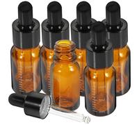 STOBAZA 6 pezzi Bottigliette da Viaggio in Vetro con Contagocce e Tappi Flaconi Trasparenti per Oli Aromatici e Profumi Scala Graduata Pratiche e Portatili per Campioni e Aromaterapia