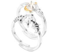STOBAZA Anello Promessa Coppia Angelo e Diavolo in Lega Moonstones
