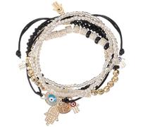 STOBAZA Bracciale Occhio Turco Elastico Perline di Riso per Donna