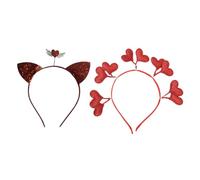 STOBAZA Cerchietti per 2 Pezzi Copricapi Carnevale Orecchie di Gatto e Cuore Fasce Decorative Colorate per Feste Accessori Chioma Sicuri e Riutilizzabili per Ragazze e Adulti
