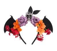 STOBAZA Cerchietto per Chioma Nero di Halloween con Teschio Messicano e Fiori, Design Leggero e Resistente, per Spettacoli e Rappresentazioni Teatrali