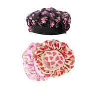 STOBAZA Cuffia Da Bagno Per Bambini in Raso Stampa, Set Da 3 Pezzi Elastiche Per Dormire e Proteggere i Chioma, Taglia Unica Versatile Per Doccia e Notte