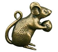 STOBAZA Figura Decorativa in Ottone a Forma di Topo Retrò Dorato, Resistente e Delicata, come Accessorio per Scrivania in Ufficio o Mobiletto