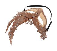 STOBAZA Maschera Veneziana Donna in Pizzo Oro Leggera e Confortevole per Feste a Tema e Carnevale con Design Elegante Vintage in Plastica Decorata