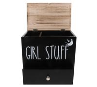 STOBAZA Porta Assorbenti da Bagno in Legno con Coperchio Organizer Compatto Antiumidità per Prodotti Femminili Scatola Portaoggetti Nera per Bagno Vintage Piccolo Contenitore per