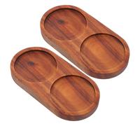 STOBAZA Porta Macinapepe in Legno di Acacia 2 Pezzi Base Stabile Antiscivolo Supporto per Macinacaffè e Porta Spezie Vassoio per Macina Sale e Pepe per Cucina e Sala da Pranzo