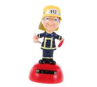 STOBAZA Solar Powered Dancing Firefighter Figurine Car Dashboard Ornament Cute Car Decor For And Firefighter Enthusiasts Interactive Swinging Toy For Home Office And Vehicle Interior