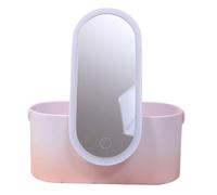 STOBAZA Specchiera con Luci LED e Organizer Cosmetici in Abs Portatile con Specchio ad Alta Definizione per Mantenere la Tavola Ordinata, per Viaggi e Uso Quotidiano