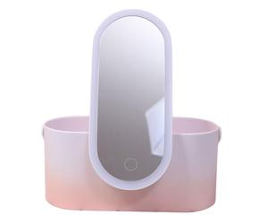 STOBAZA Specchiera con Luci LED e Organizer Cosmetici in Abs Portatile con Specchio ad Alta Definizione per Mantenere la Tavola Ordinata, per Viaggi e Uso Quotidiano