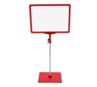 STOBAZA Supporto Espositore Pubblicitario Doppia Faccia Rosso in Alluminio Regolabile Fino per Poster Cartelli e Segnali Stand da Tavolo per Supermercati e Negozi