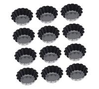 STOBAZA Teglie Antiaderenti Per Crostate in Acciaio Al Carbonio, Stampi Per Crostate a Forma Di Fiore Per Muffin, Set Da 12 Mini Teglie Per Dolci Fai Da Te e Feste