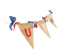 STOBAZA Usa Themed Bunting Americana in Lino e Juta con Fiocco Blu Decorazione Interni ed Esterni per Festa Indipendenza Americana