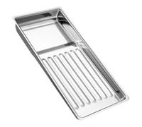 STOBAZA Vassoio Rettangolare in Acciaio Inossidabile 304 per Strumenti Medici e Manicure Organizer Multiuso per Tatuaggi e Saloni di Bellezza Piccolo Vassoio Metallico Resistente per