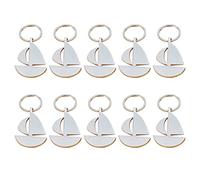 STOBOK 10Pcs Anelli Decorativi Barca a Vela Fascino Auto Metallo Semplice per Portachiavi Argento Sacchetto Creativo Adulti Charms Fai da Te Portachiavi Artigianato Chiave Barca a
