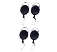 STOBOK 2 Set Portachiavi Retrattile Ad Alta Elasticità Con Supporto Resistente in Cavo Dacciaio Cordino Per Cintura Moschettone Nero 2 Pezzi*2