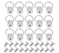 STOBOK 20 Sets of Screwback Round Head Rivet Studs with Pull Ring Copper Rivets Leather Craft Rivets Studs for DIY Leather Belts Purse Wallet Phone Case Handbag Clothes, Silver