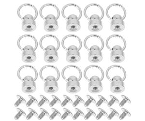 STOBOK 20 Sets of Screwback Round Head Rivet Studs with Pull Ring Copper Rivets Leather Craft Rivets Studs for DIY Leather Belts Purse Wallet Phone Case Handbag Clothes, Silver