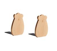 STOBOK 2pezzi Fermalibri Legno Forma Di Orso Per Libreria Accessorio Decorativo Antiscivolo Regolatore Di Libri Per Cameretta Design Umanizzato e Finitura Liscia Colore Naturale e Caldo