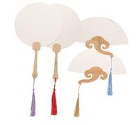 STOBOK 4 Pezzi Ventagli Fai Da Te in Carta E Legno Per Dipingere E Decorare, Ventagli Giapponesi Rotondi E a Forma Di Ventaglio Con Accessori Per Casa E Regali Creativi