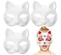 STOBOK Bianco Bianco Gatto Maschere Cosplay 3Pcs Giapponese Kabuki Maschere Halloween Cosplay Che Copre Il Viso Del Partito di Travestimento Copertura Del Viso Costume di Carnevale