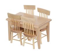STOBOK Casa delle Bambole in Miniatura Mobili da Pranzo Sedia da Tavolo Modello di Set di Legno Mini Casa di Bambola Scrivania Sedia Kit per Il Ristorante Soggiorno