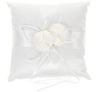 STOBOK Cuscino Portafedi Sposa Cuscino Con Nastri Fiore Perle Finte Cuscino Per Fedi Cuscino Portafedi Tascabile Per Matrimonio 20X20cm