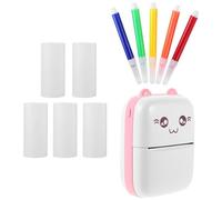 STOBOK Mini Pocket Printer Set Portable Mini Sticker Printer Handheld Label Printer with 5 Rolls Printing Pape and 5pcs Pens for Students Small Printing