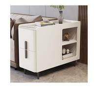 Stoccaggio ad angolo Credenza con lastra di roccia for divano super stretto | Mobile portaoggetti con tavolo angolare mobile in pelle laccata(Beige)
