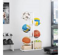 Stoccaggio Di Attrezzature Sportive Per Garage, Organizzatore Per Garage Per Attrezzature Sportive, Supporto Robusto, Ceste Per Palloni Da Basket, Calcio, Pallavolo, Racchette(White,23.5*58*86cm)