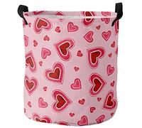Stoccaggio Paniere Festa Dell'Amore Cuore Rosso Rosa Dolce Amore Cesta Porta Biancheria Portatile Sacchi Da Biancheria Con Manico Cesto Portabiancheria Per Abiti Sporchi Camera,40X50Cm