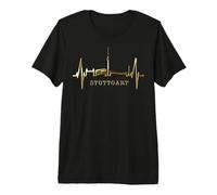 Stoccarda Skyline Battito del Cuore Germania Amo Stuttgart Maglietta Premium
