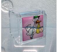 STOCK 10 PEZZI Cicogna Rosa Scatola Scatolina in plexiglass portaconfett 09DG
