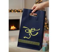Stock 130 Shopper Plastica "Regalo" Blu Scuro - Eleganza. 25x10x40 Cm.