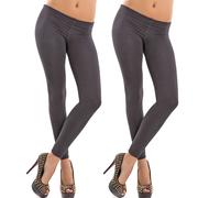 Stock 2 pezzi leggings collant MICROPILE POMPEA donna termici pile nuovi 9076