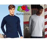 STOCK 5 PEZZI FRUIT OF THE LOOM T-SHIRT UOMO MANICA LUNGA MAGLIETTA COTONE 100%