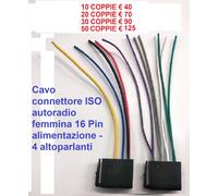 STOCK Cavo connettore ISO autoradio femmina 16 Pin alimentazione -4 altoparlanti