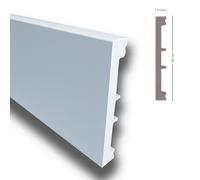 *STOCK FOLLI* pacco da 12 metri Profilo mostrina - battiscopa - boiserie in Polimeri Bianco RAL 9016 verniciabile 102X13mm