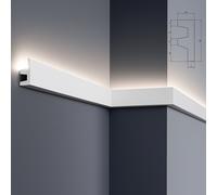 *STOCK FOLLI* Profilo Cornice per LED in Polimeri Bianco RAL 9016 verniciabile 62X25mm (Prezzo al metro)