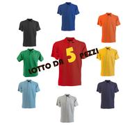 Stock Lotto Pacchetto 5 Polo Manica Corta 100% Cotone Piquet Da Lavoro